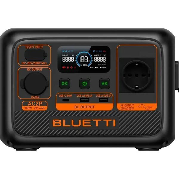 Портативна зарядна станція Bluetti AC2P 300W &mdash; 3 USB порти, розетка EU, захист від перегріву Zcg12-87kj фото