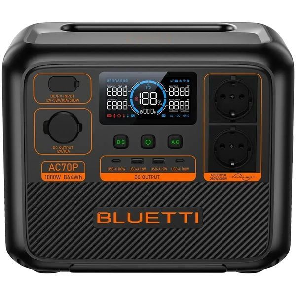 Bluetti AC70P &mdash; портативна зарядна станція 1000W для дому, подорожей і кемпінгу 98Gh-7i фото