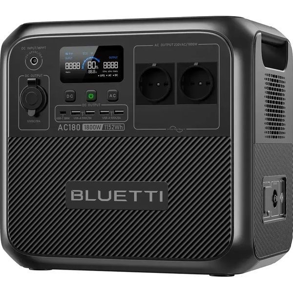 Bluetti AC180 (1800W, 1152Wh) &mdash; потужна портативна зарядна станція з підтримкою сонячних панелей AS12-7g фото