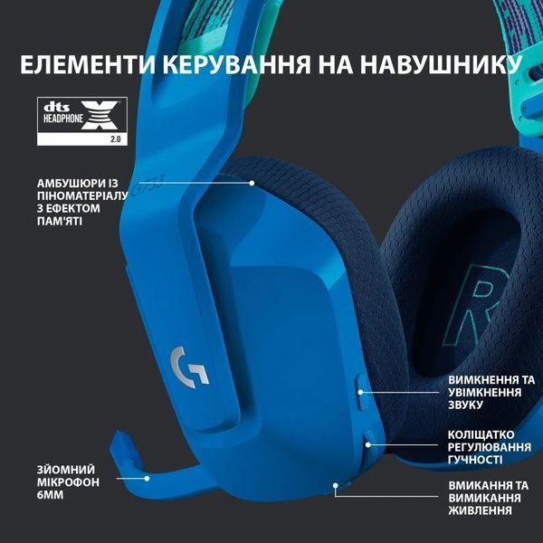 Навушники Logitech G733 Lightspeed Wireless RGB Blue Ігрові навушники з мікрофоном 238 фото